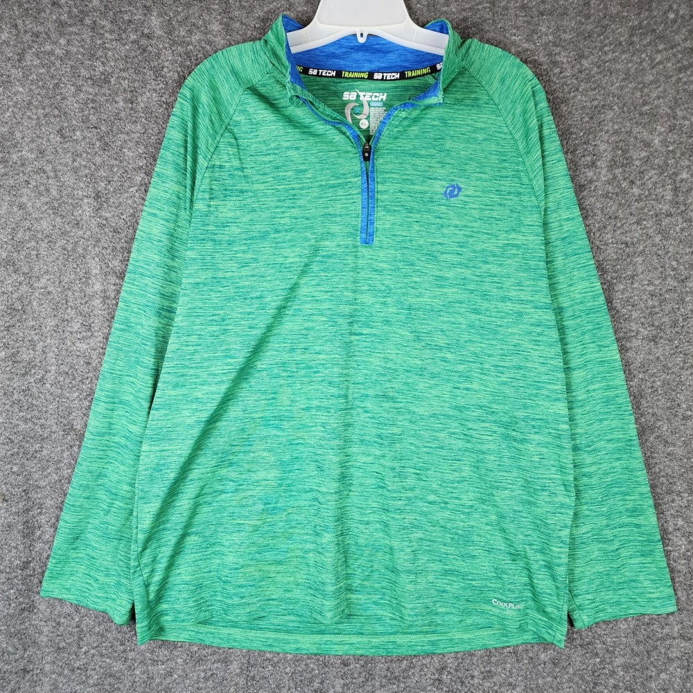 SB Tech Pullover Mens XL Coolplay Green Space Dye Quarter-Zip Training EUC